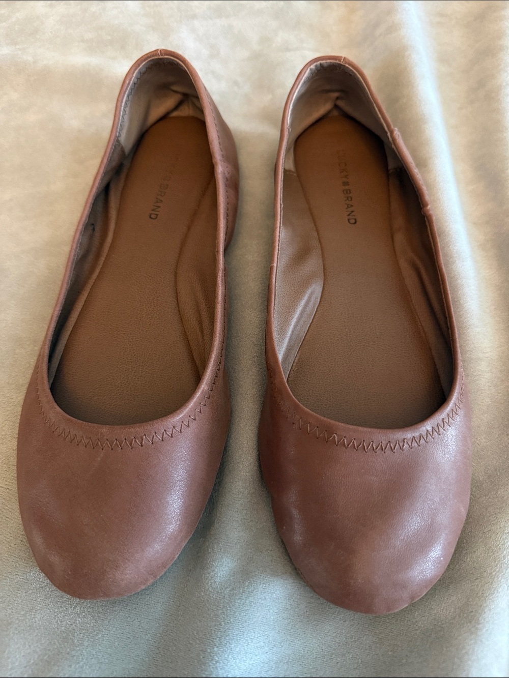 Lucky Brand Emmie Leather Ballet Flats - Chestnut Brown